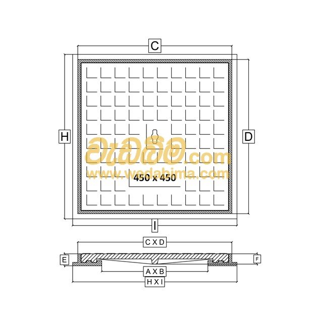 250mm x 250mm Clear Open Double Seal Cast-Iron Manhole Cover with Frame