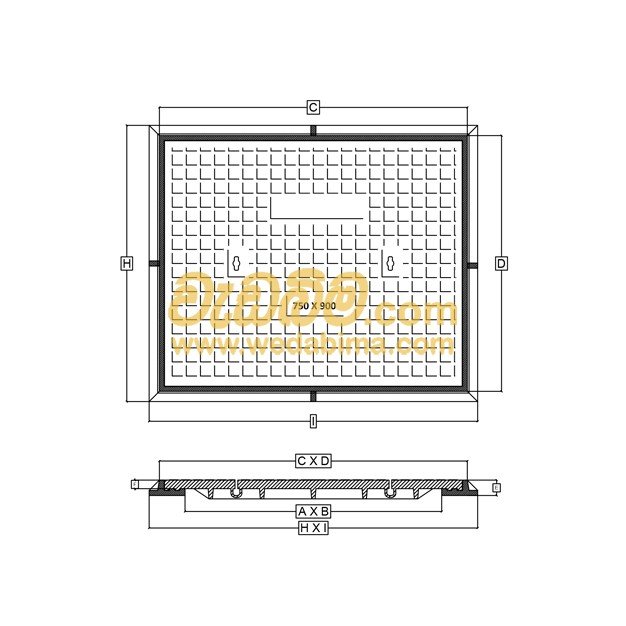 450mm x 300mm Clear Open Double Seal Cast-Iron Manhole Cover with Frame
